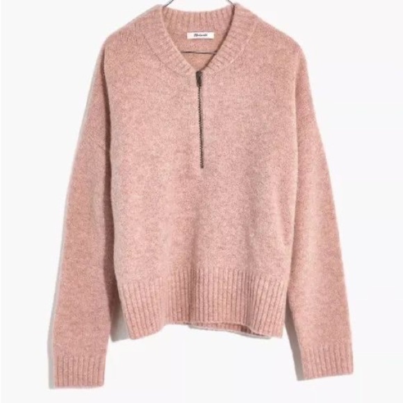 Madewell / York Half-Zip Pullover Sweater pink large L - Picture 1 of 6